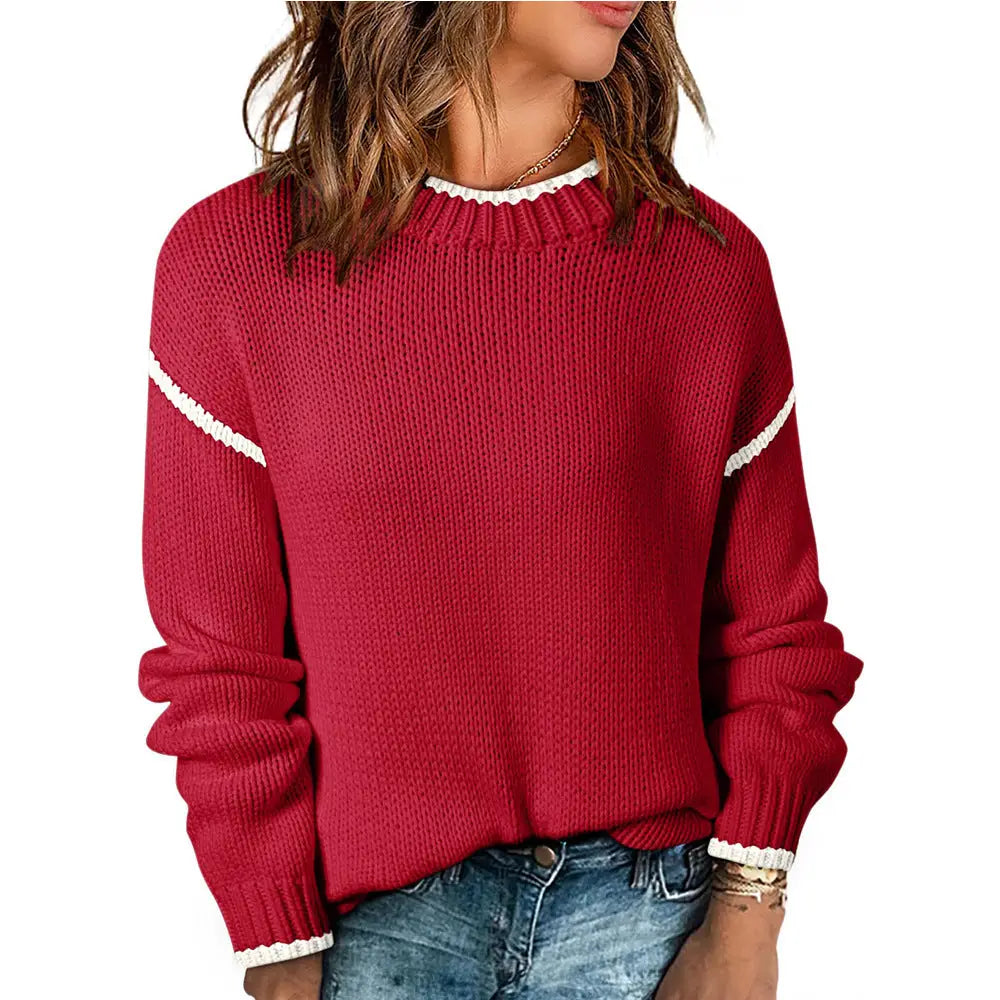 Block Knit Sweater Long Sleeve