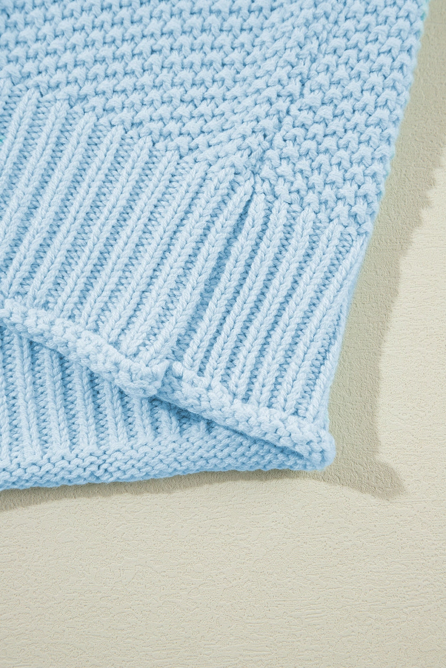 Iceland Blue High Neck Short Sleeve Sweater