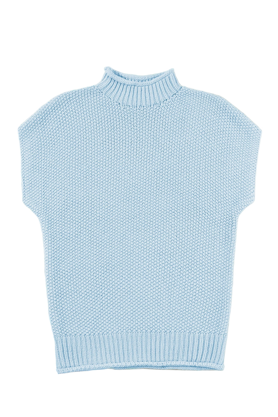Iceland Blue High Neck Short Sleeve Sweater